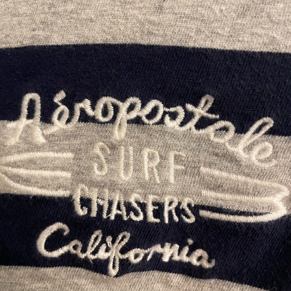 Aeropostale Men’s Large blue and gray striped polo - Picture 4 of 5